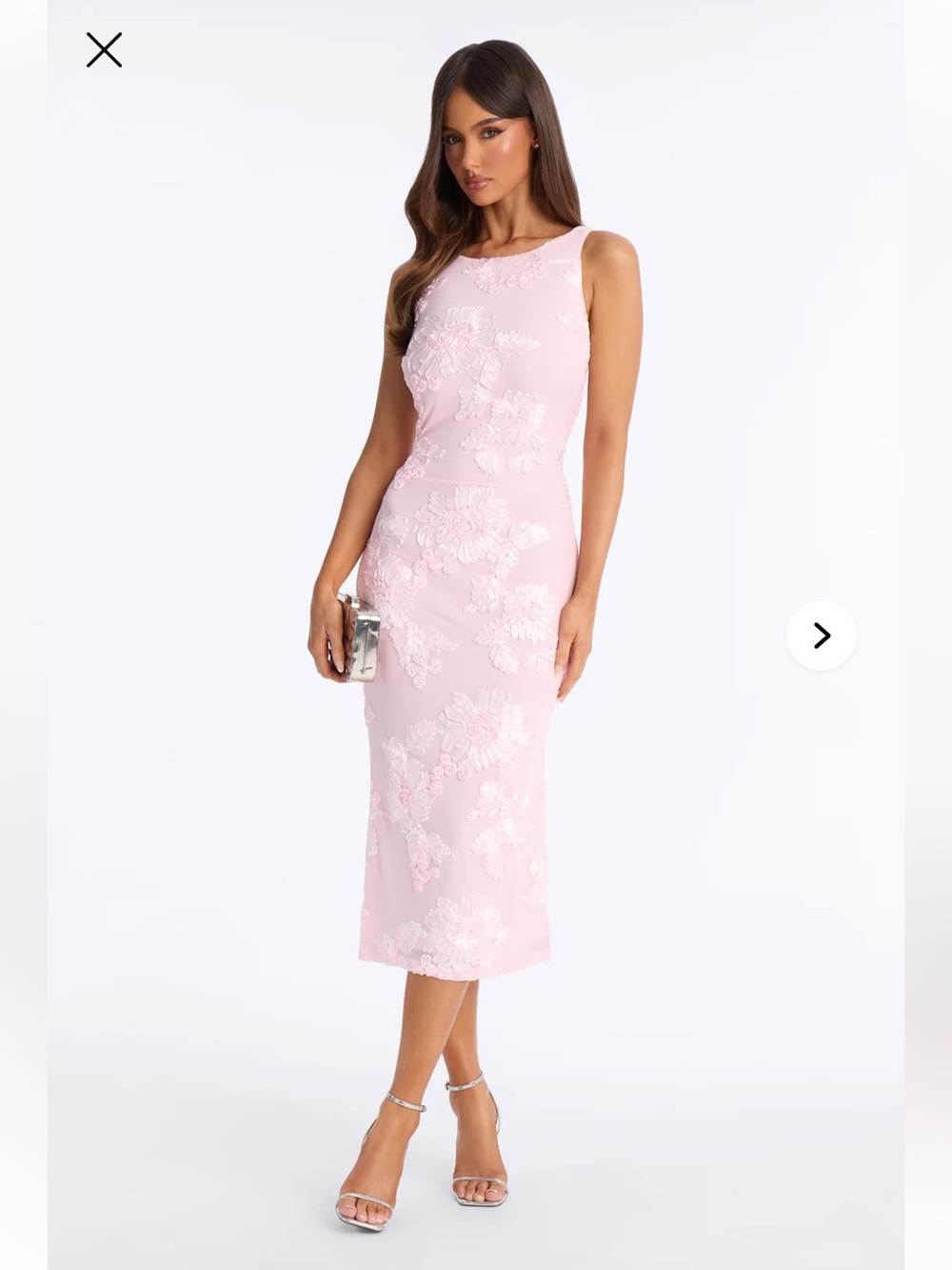 NWT Jamie Embroidered Mesh MIDI Dress